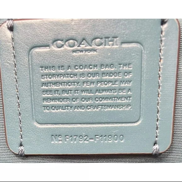 *SOLD* Coach Ava Teal Metallic Glitter Leather Bag Tote Peacock Aqua - Picture 10 of 12